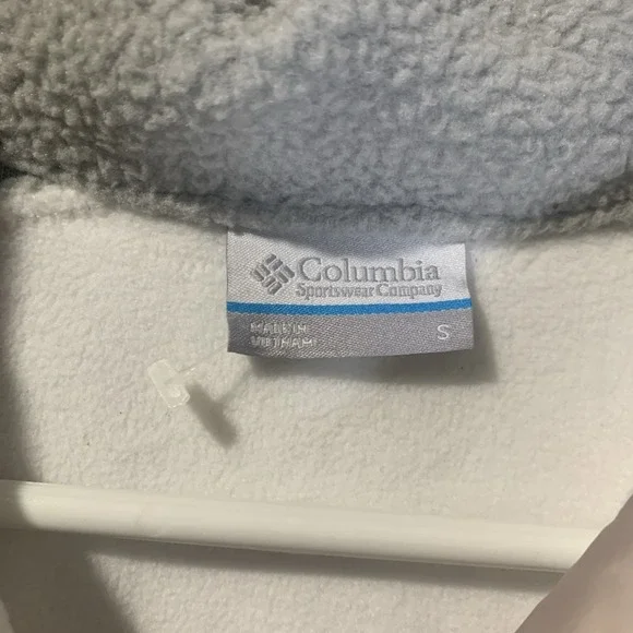 Columbia Womens Sherpa 1/4 Snap Crop Fleece Pullover Tan White Soft Warm Small - Picture 3 of 8